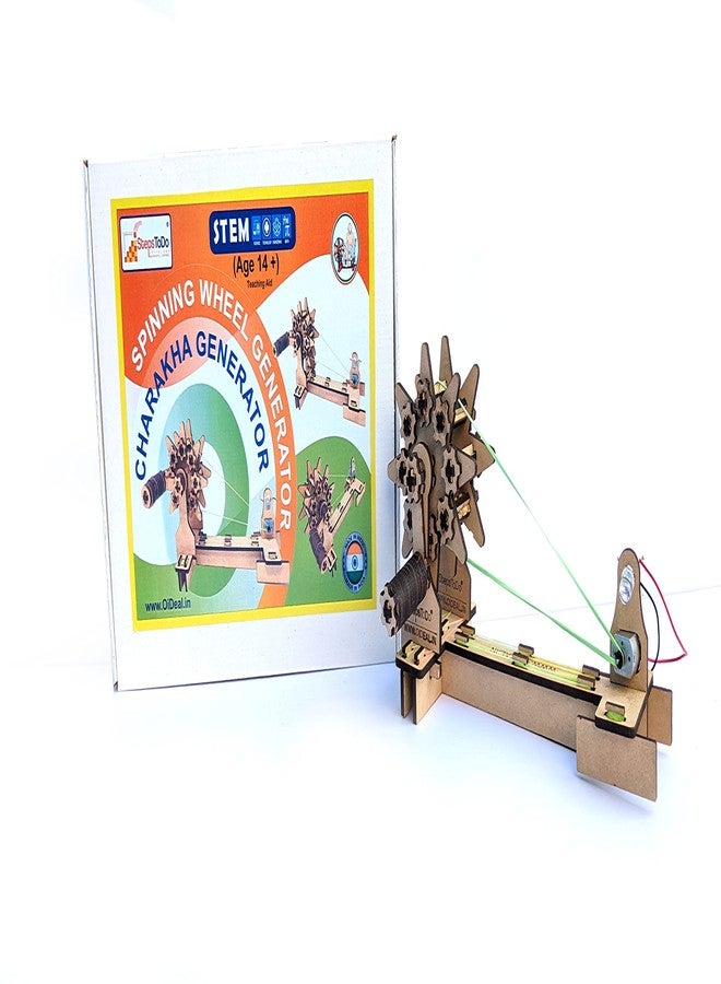 StepsToDo Spinning Wheel Generator Kit |DIY Charkha Generator | Mechanical DC Generator Making Kit | DC Generator Demonstration Model | Science Project Kit - Image 1